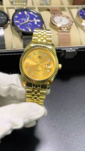 Đồng hồ nam FOURRON FF7221 mạ vàng viên băm chống nước 3ATM viền băm dây hợp kim thép lịch kép dạ quang phát sáng ban đêm thiết kế sang trọng với các chi tiết được chế tác tinh xảo Kiểu dáng năng động và lịch lãm