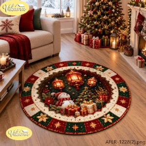 VIKAMA Christmas Snowman 3D Swirl Round Rug Optical Illusion Non Slip Living Room Carpet Washable Bedroom Farmhouse Home Decor