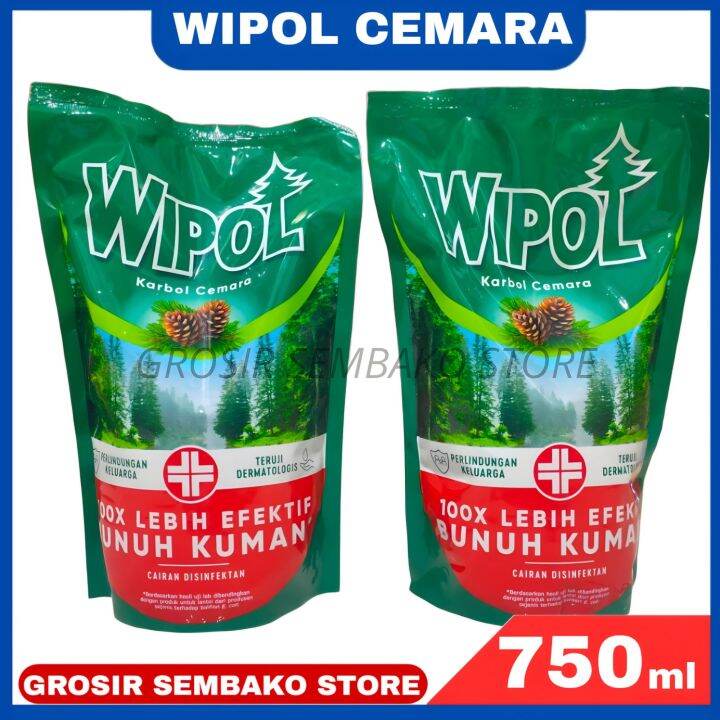 Wipol Karbol Cemara 750ml Refill Cairan Pembersih Lantai Kemasan Isi