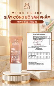 Kem chống nắng x6 protect Mairis chính hãng spf50+ PA++++ chống nắng phổ rộng 6 màng lọc chống nắng có sắc tím triệt sắc vàng nâng tông da tự nhiên không để lại vệt trắng phù hợp mọi loại da