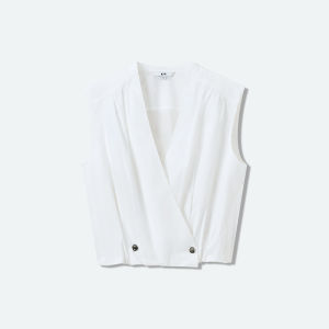 Sleeveless V-Neck Ruffled Short Shirt