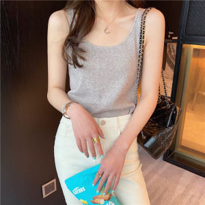 HUOLISI | Knit Vest Top Slim Fit Ice Silk Design
