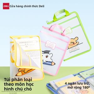 deli | Túi Đựng Có Dây Kéo Dung Lượng Lớn Cho Tài Liệu A4 Và Sách Giáo Khoa Chống Nước