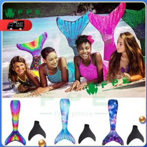 【Local shipment】2Pcs Child Mermaid Costume Women Swimsuit with Monofin Mermaid Tail Swimming Suit Lady Swimwear for Women Girl Princess Little Mermaid Ariel Children Birthday Party Wear Halloween Fancy Costume