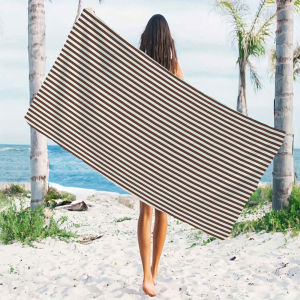 Brown Stripe Beach Towels Ultra Lightweight Quick Drying Super Absorbent Summer Essential Fast-Drying Towel for Beach