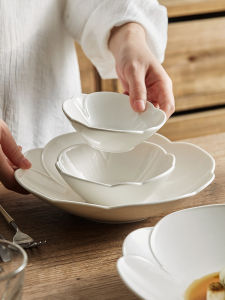 High End Ceramic Salad Bowl Soup Bowl for Restaurant Hotel Club round Shape Chinese Style Dinnerware Durable Porcelain Bowl