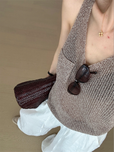 HUOLISI | French Style Breathable Linen Crochet Sleeveless Summer Blouse