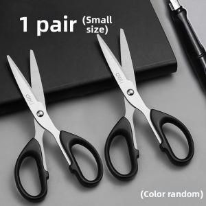 deli | Black Blade Stainless Steel Scissors for Office and Home Use Child-safe and Handcraft Paper Cutting