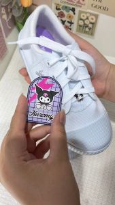 Y-ROON รองเท้าผ้าใบนักเรียน รุ่น Y999 สีขาว พื้นม่วง ไซซ์ 33-42 ลิขสิทธิ์แท้จากซาริโอ้ คุโรมิ