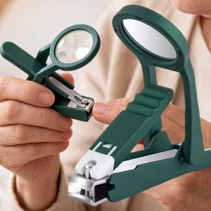 5Pcs Magnifying Glass Nail Clippers Anti Splatter Sharp Effortless Stainless Steel Toenail Tool for Elderly Thick Nails