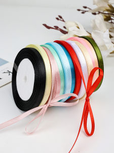 6mm Silk Ribbon Woven Tape Wedding Butterfly Knot Gift Packaging Colorful Ribbon Christmas Handmade Diy Baking Decoration Cloth Tape