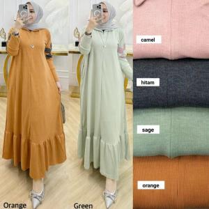 Gamis knite simple elegant besar kecil bisa pakai [bahan meral ]