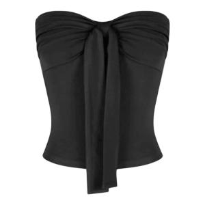 YUEZHONGWEI | Áo vest hở vai màu xám kiểu Pháp cho nữ mùa hè ngoài trời bó sát hở vai ngắn gợi cảm dây thắt nơ trang phục công sở thường ngày