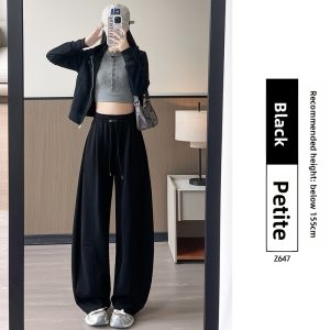 YAYANGREN | Gray Wide Leg Loose Pants for Petite