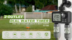 Digital Watering Timer HCT-M06 Dual Outlet | Keran Air Otomatis Pengatur Waktu Penyiramanan Taman dan Irigasi