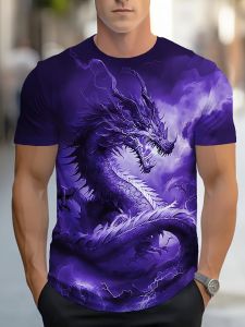 Hot Toys | 2026 Hot-selling Fashionable and Cool Dragon Pattern Round-neck T-shirt Short-sleeved Outdoor Casual Street Wear Top Large Size