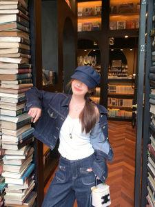 Vintage Korean Petite Blue Denim Jacket Long Sleeve