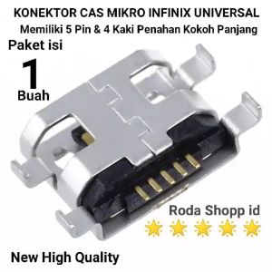 Konektor Cas Mikro Infinix Universal Plugin 5 Pin 4Kaki Penahan Panjang Kokoh semua hp inf micro usb