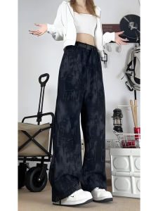 Quần Thể Thao Nam American Buckle Tie Dye Heavyweight Dáng Dài Thẳng Quần Dài Thường Ngày Mùa Thu Đông Polyester Fiber