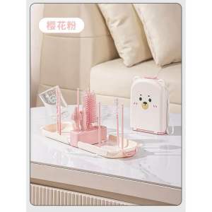 6-in-1 Portable Baby Bottle Brush Set | Travel Bottle & Nipple Cleaning Kit with Drying Rack
