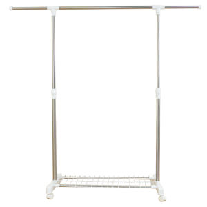 Indoor Stainless Steel Clothes Drying Rack Single Rod Foldable Retractable Quilt Drying Frame Balcony Bedroom Living Room