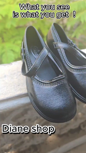 Girls black shoes stylish round toe black student shoes 3cm thick rubber non-slip sole waterproof and comfortable black childrens shoes 085523