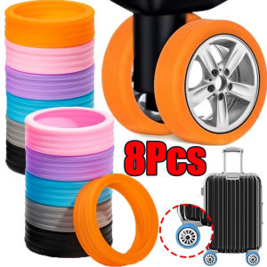 8pcs Luggage Wheels Protector Silicone Suitcase Roller Protective Sleeve Reduce Noise Cover Parts Kits Travel Accessories