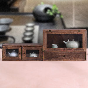 Tea Ceremony Dustproof Desktop Decoration Box Storage Rack Tea Cup Cabinet