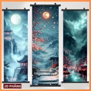 VIKAMA Giấc Mơ Phong Cảnh Tuyết Tắm Trời Tấm Thảm Phong Cách Trung Hoa Cuộn Dọc Thẩm Mỹ Treo Tường Cho Phòng Ngủ Trang Trí Nhà Có Thể Giặt Bằng Máy Polyester