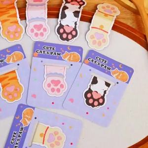 1PCS Ins Cat Claw Magnetic Bookmark Student Cute Cartoon Reading Page Clip High Beauty Folding Magnetic Stationery Bookmark