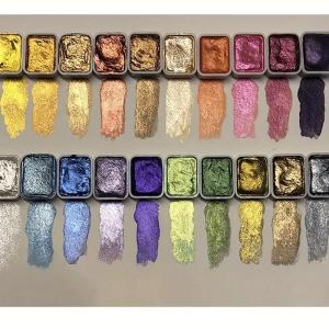 20Color Metal Watercolor Painting Set New Portable Box With Sparkling Pearl Solid Watercolor Painting Art Supplies