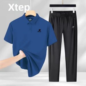XTEP | Cool and Quick-drying Work Suit with Turn-down Collar Straight-cut Trousers