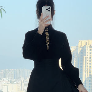 Original Hanfu Qingluan Improved Shirt New Chinese Style Embroidery Process Zhuafabao Black Horse Tail Skirt for Women