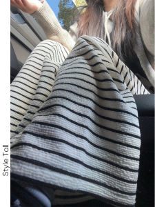 Super High Black and White Stripes Casual Towel Pants 2024 Fall and Winter New Arrival Draping Effect Mop Wide Leg Slimming Glutinous Rice Pants