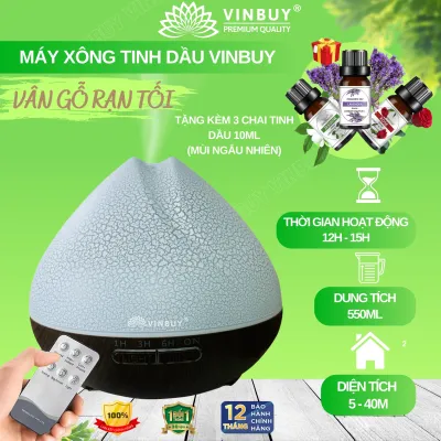 Máy xông tinh dầu VINBUY búp sen máy khuếch tán phun sương tạo ẩm xông tinh dầu phòng ngủ spa nhà hàng dung tích lớn 550ml - Chính hãng