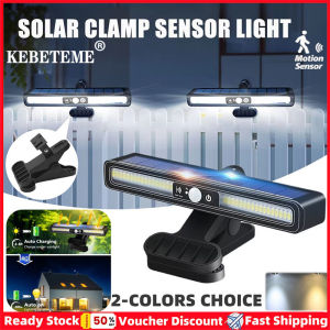 KEBETEME 2PCS Outdoor Solar Clip On Light With Motion Sensor IP65 Waterproof Fence Lights with 36 LEDs Portable Solar Powered Security Easy to Install For Garden Fence Decor