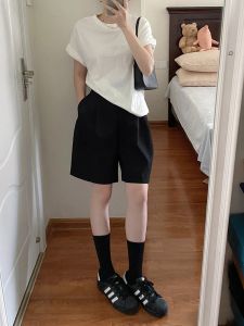 Pear Shapes Fifth Suit Shorts Womens Summer Plus Size Plus Size Ladies High Waist Slim Looking Loose Wide Leg A- line Casual Pants