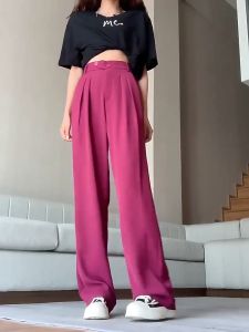 MIUWU Celana Kulot Wanita Highwaist Pinggang Tinggi Pinggang Elastis Gaya Korea - Warna Solid