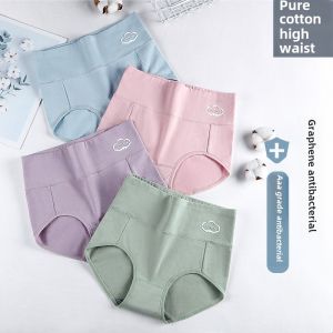 Japanese Style High Waist Belly Shaping Panties Womens Graphene Antibacterial Pure Cotton Plus Size Postpartum Plus Size Ladies Pure Cotton Breathable Briefs