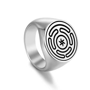 Lemegeton Hekate Wheel Strophalos Symbol Kabbalah Rings for Man Stainless Steel Magic Charm Ring Amulet Vintage Jewelry Gift