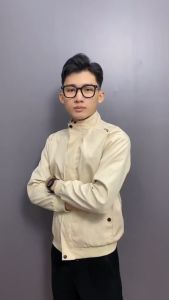 Áo khoác dù cán in dạ quang 2 lớp cao cấp Khavi AKD45 - Xám Kem Đen