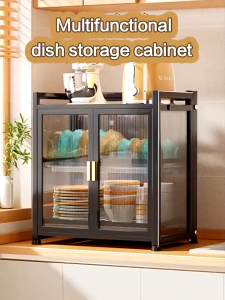 Kuga 2/3-Tier Kitchen Dish Rack Cabinet Organizer Dustproof Multifunctional Countertop Kitchen Storage Cabinet
