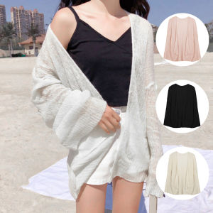 Women Loose Thin Summer Sun Protection Clothing Short Coat Long-sleeved Knitted Cardigan For Women 薄款外套