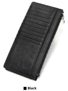 New Leather Wallet Long Simple Japanese and Korean Multi-Card Position Money Card Bag First Layer Cowhide Zipper Handbag Wallet Bag
