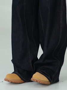 PREIE SIMPLE 2025 New style American retro wide-leg loose curved denim jeans for men trousers scimitar pants baggy pants