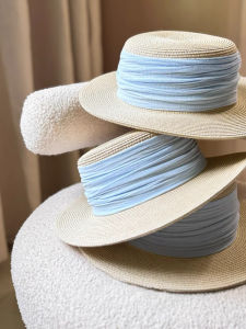 BILLI ZILLY | Mũ rơm lanh xanh mùa hè mới phong cách Pháp đi biển du lịch ngoài trời che nắng kiểu ngư dân cho nữ