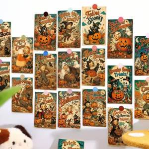 20 Chiếc Vintage Halloween Bưu Thiếp Hoài Cổ Minh Họa Treo Tường Cắt Dán Túi Đựng Quà Tặng Miếng Lót Để Trang Trí Tiệc