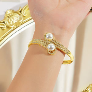 Sequito 1 chiếc vòng ngọc trai đồ trang trí cô dâu thanh lịch trang phục trang sức vàng lấp lánh màu trắng aaaaa Zircon b355