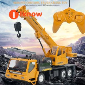 I know 8 Channel,USB charging Remote Control Excavator RC Crawler Tractor Toy Construction Vehicle RC Crane Truck Engineering car freight elevator Toys with Flashing Lights for children Birthday Xmas good gift