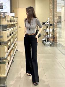 Quần Jeans Denim Ống Loe Ống Rộng Dài Cho Nữ Mùa Xuân Thu Quần Jeans Ống Rộng Dài Đến Sàn Phong Cách Thường Ngày